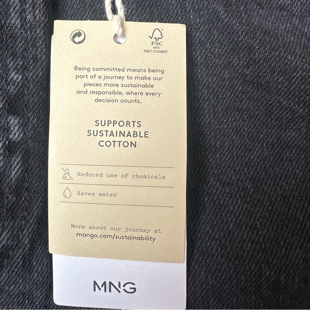 NWT Mango Black Denim Mini Skirt with Frayed Hem size small - Picture 15 of 16